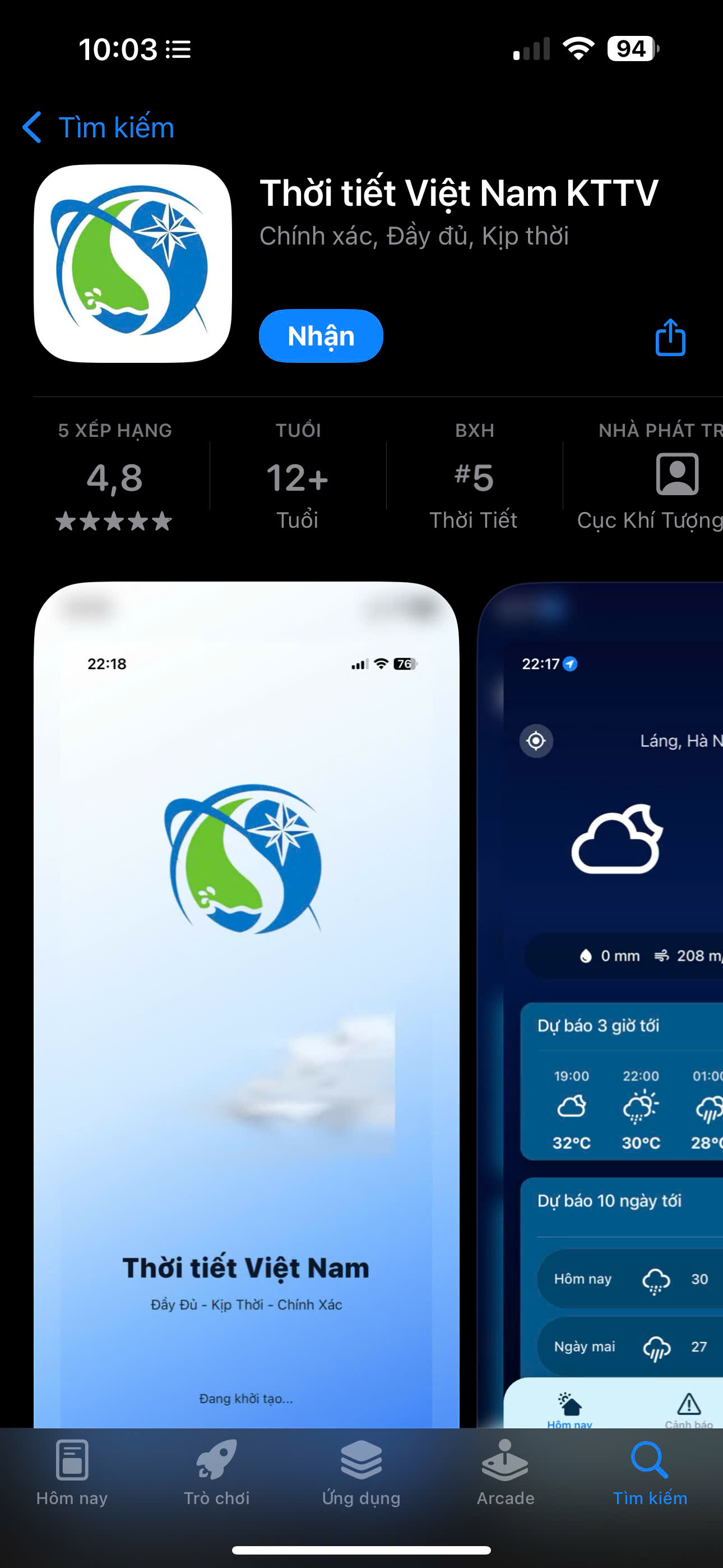 Người dân có thể tra cứu thông tin thời tiết chính thống từ cơ quan khí tượng nhà nước ngay trên điện thoại, cập nhật mỗi 10 phút một lần