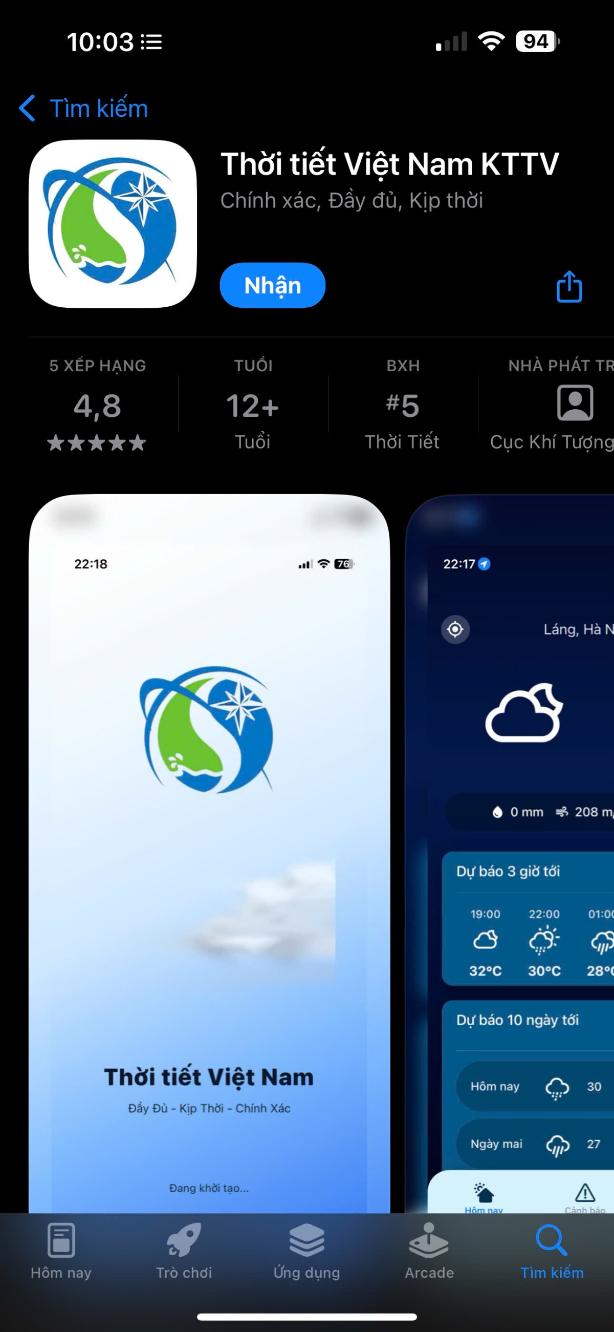 Người dân có thể tra cứu thông tin thời tiết chính thống từ cơ quan khí tượng nhà nước ngay trên điện thoại, cập nhật mỗi 10 phút một lần