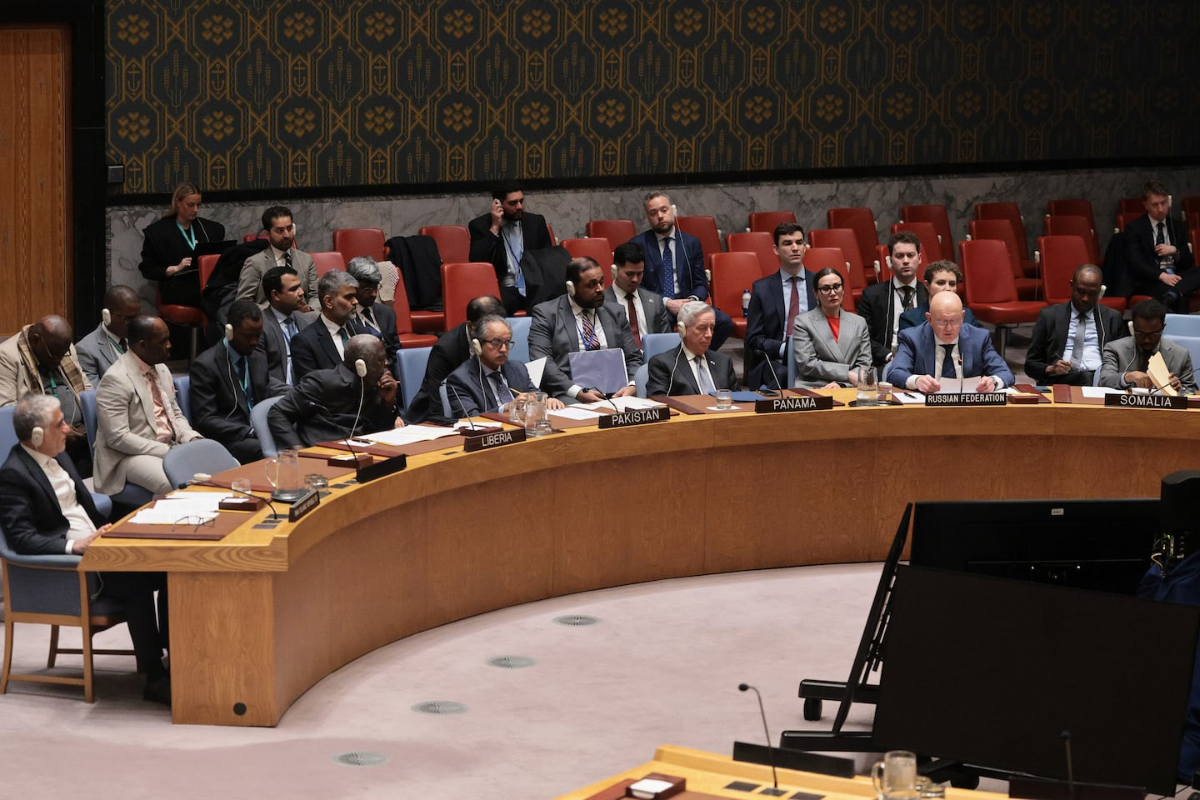Các thành viên Hội đồng Bảo an Liên Hợp Quốc trong cuộc họp về tình hình Trung Đông tại New York ngày 7/4/2026 - Ảnh: Getty Images