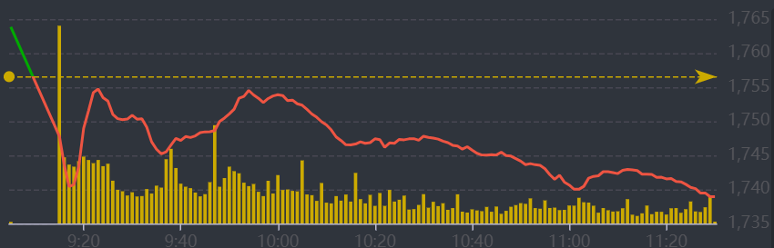 Diễn biến VN-Index sáng nay.