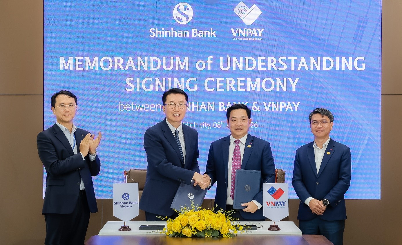 Shinhan Bank và VNPAY ký kết hợp tác toàn diện, đẩy mạnh chuyển đổi số cho doanh nghiệp, hộ kinh doanh. Ảnh: VNPAY.