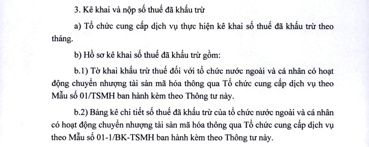 Nhà đầu tư cá nhân được tổ chức cung cấp dịch vụ tài sản mã hoá nộp thay thuế - Ảnh 2