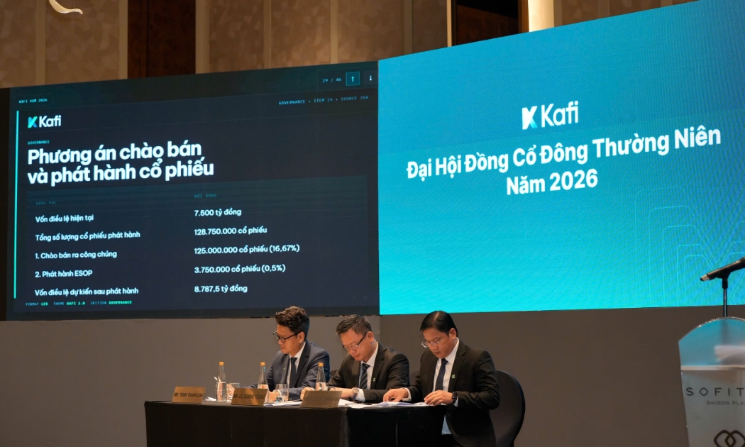 Công ty Cổ phần Chứng khoán Kafi công bố kế hoạch năm 2026 tại đại hội đồng cổ đông thường niên 2026, sáng 9/4.