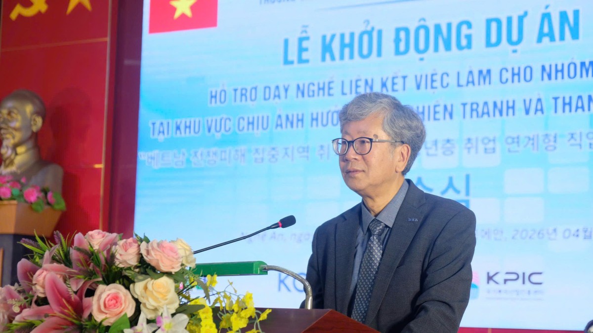 Ông Lee Byung Hwa - Giám đốc Quốc gia, cơ quan Hợp tác Quốc tế Hàn Quốc (KOICA) tại Việt Nam phát biểu tại lễ khởi động dự án