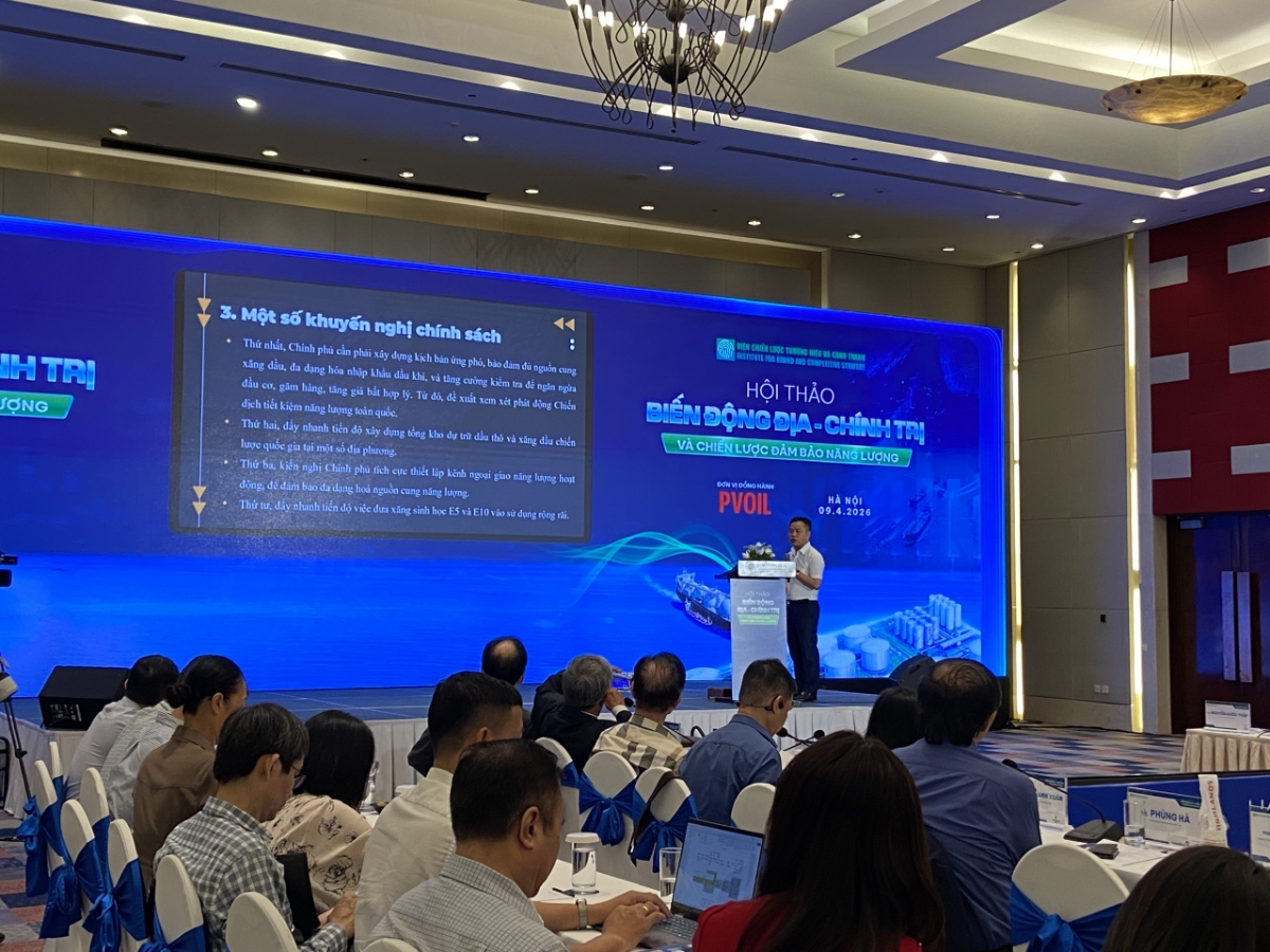 TS Hà Huy Ngọc, Giám đốc Trung tâm Chiến lược và Chính sách chia sẻ tại hội thảo.