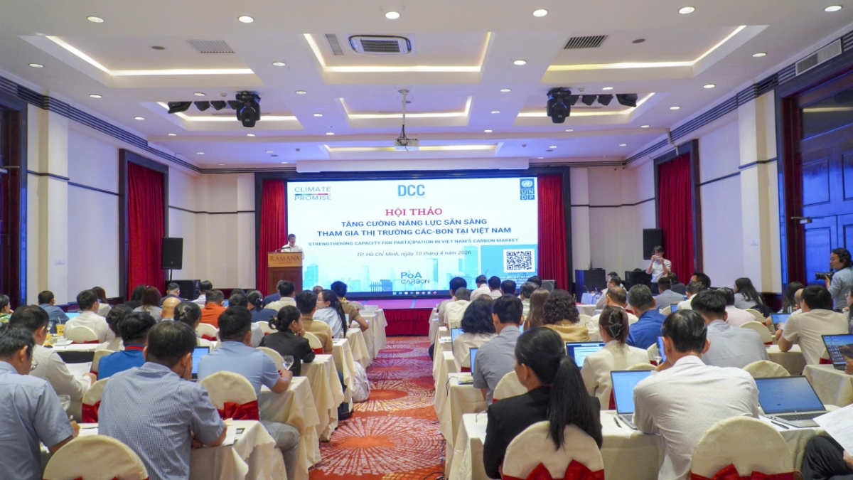 Toàn cảnh hội thảo&nbsp;Tăng cường năng lực sẵn sàng tham gia thị trường carbon tại Việt Nam