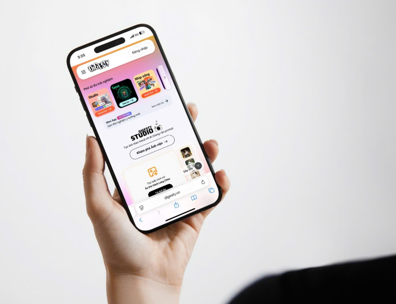 Giao diện Digesty.vn trên thiết bị di động. Ảnh: Icetea AI  Robotics.