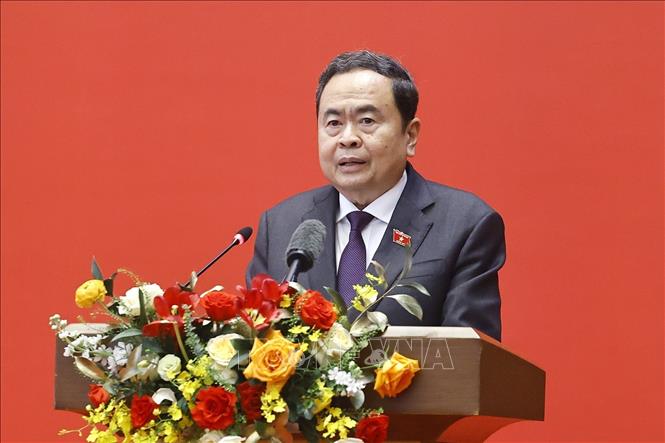 Chủ tịch Quốc hội Trần Thanh Mẫn phát biểu giao nhiệm vụ. Ảnh: TTXVN.