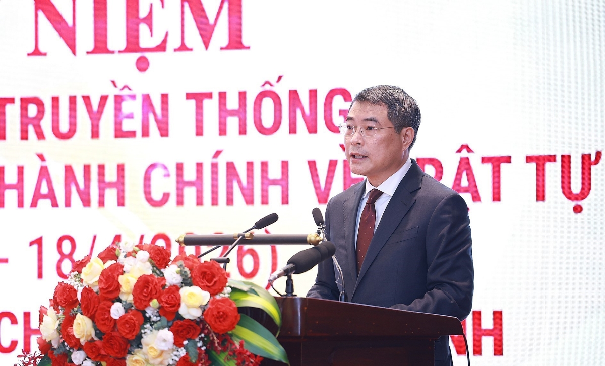 Thủ tướng Chính phủ Lê Minh Hưng phát biểu tại Lễ kỷ niệm 80 năm Ngày truyền thống lực lượng Cảnh sát quản lý hành chính về trật tự xã hội. Ảnh: TTXVN