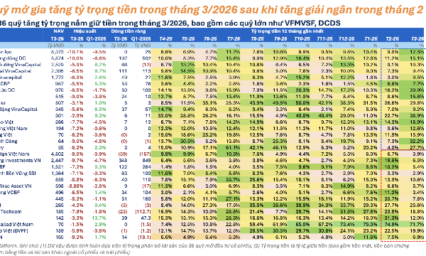 Các quỹ cổ phiếu lớn thận trọng, tăng nắm giữ tiền mặt 