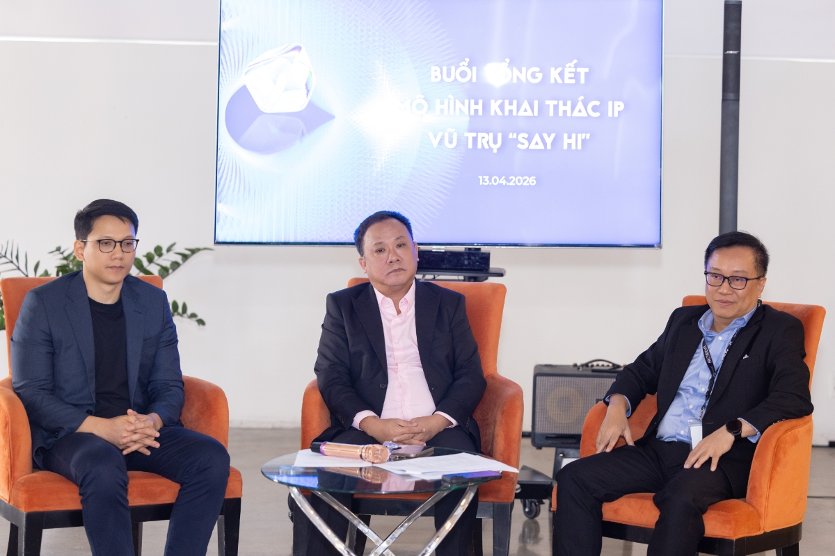 Buổi công bố kết quả vận hành mô hình khai thác tài sản trí tuệ (IP) thông qua thương hiệu "Vũ trụ Say Hi" của DatVietVAC tổ chức ngày 13/04/2026.