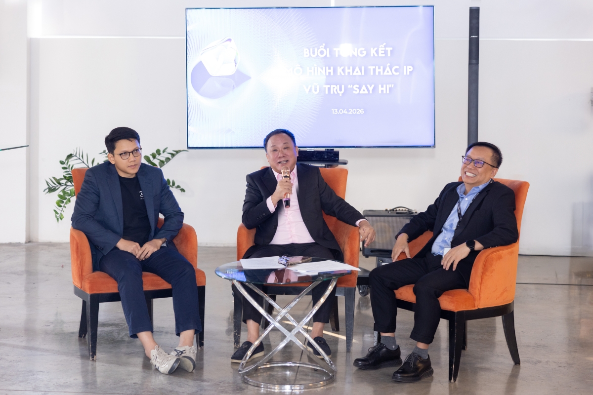 Buổi công bố kết quả vận hành mô hình khai thác tài sản trí tuệ (IP) thông qua thương hiệu "Vũ trụ Say Hi" của DatVietVAC tổ chức ngày 13/04/2026.