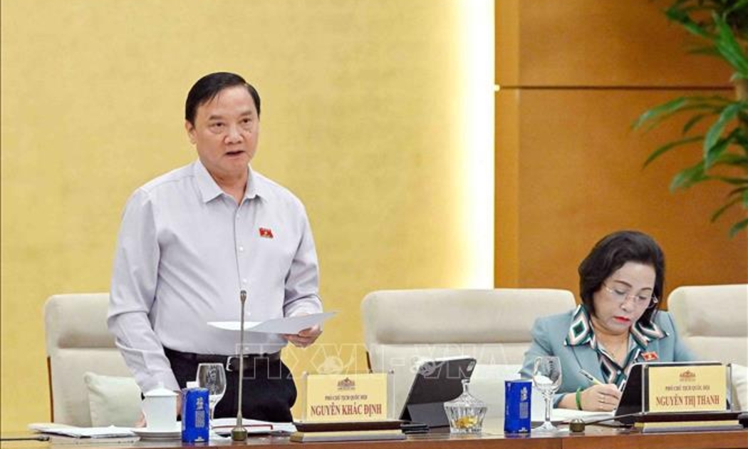 Phó Chủ tịch Quốc hội Nguyễn Khắc Định phát biểu. Ảnh: TTXVN.