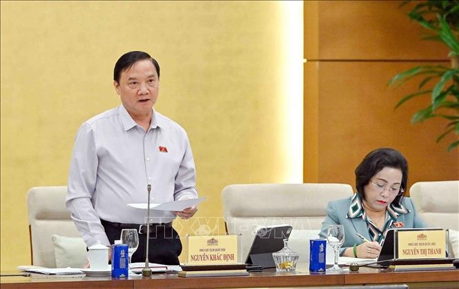 Phó Chủ tịch Quốc hội Nguyễn Khắc Định phát biểu. Ảnh: TTXVN.