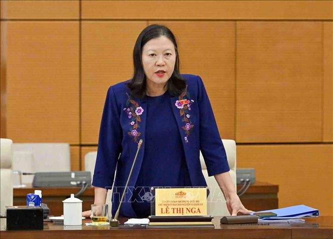 Chủ nhiệm Ủy ban Dân nguyện và Giám sát của Quốc hội Lê Thị Nga phát biểu.&nbsp;Ảnh: TTXVN.