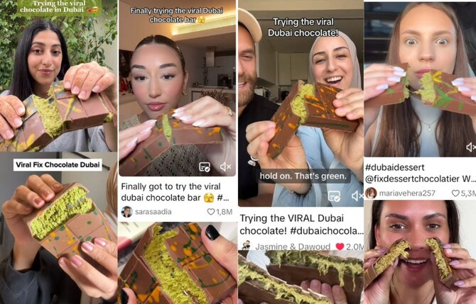 Socola Dubai&nbsp;xuất hiện dày đặc trên các nền tảng mạng xã hội, với nhu cầu tăng vọt đến mức gây ra tình trạng thiếu hụt hạt dẻ cười trên toàn cầu.