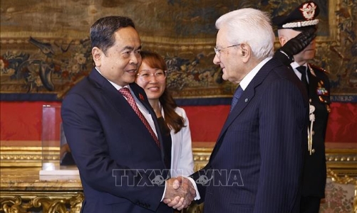 Chủ tịch Quốc hội Trần Thanh Mẫn hội kiến Tổng thống Italia Sergio Mattarella