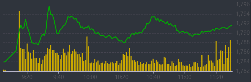 Diễn biến VN-Index sáng nay.
