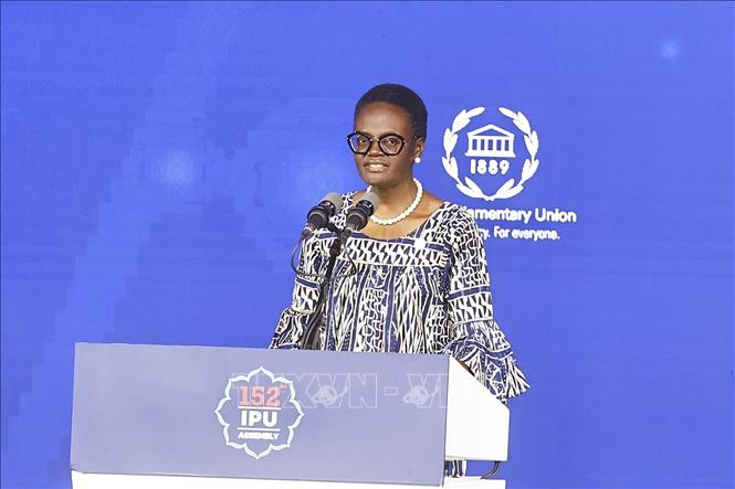 Chủ tịch Liên minh Nghị viện Thế giới (IPU) Tulia Ackson phát biểu. Ảnh: TTXVN.