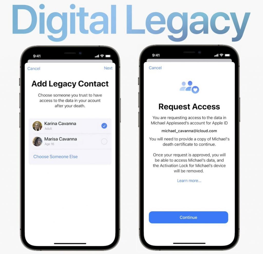  Tính năng 'Digital Legacy' được Apple ra mắt.