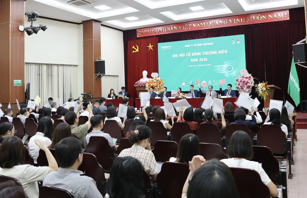 Toàn cảnh Đại hội đồng cổ đông thường niên Traphaco sáng 17/4.&nbsp;