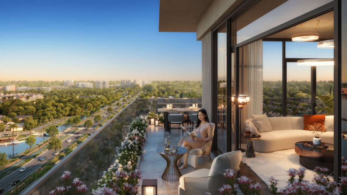 Thiết kế ban công rộng mở của căn hộ Solaria Rise giúp đón ánh sáng và gió trời tự nhiên, từ đó tối ưu hiệu quả năng lượng. Ảnh phối cảnh:&nbsp;Solaria Rise.