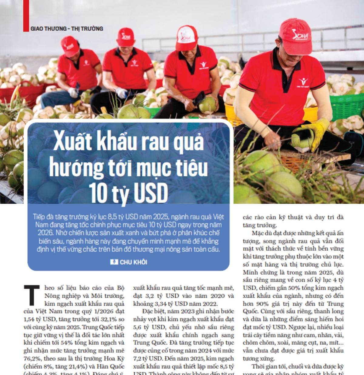 Xuất khẩu rau quả hướng tới mục tiêu 10 tỷ USD - Ảnh 1