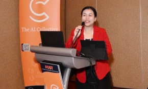 Bà Lê Uyên Thảo, nhà sáng lập cộng đồng AI Leaders Vietnam,  tại sự kiện The AI Collective: Asia Pacific Full Day Track trong khuôn khổ FOST Singapore 2026, tổ chức tại Marina Bay Sands, Singapore