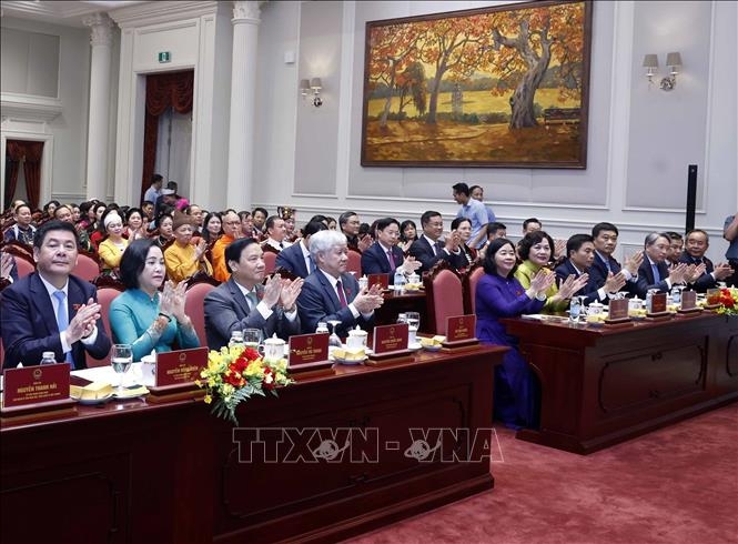 Các đại biểu dự buổi gặp mặt. Ảnh: TTXVN