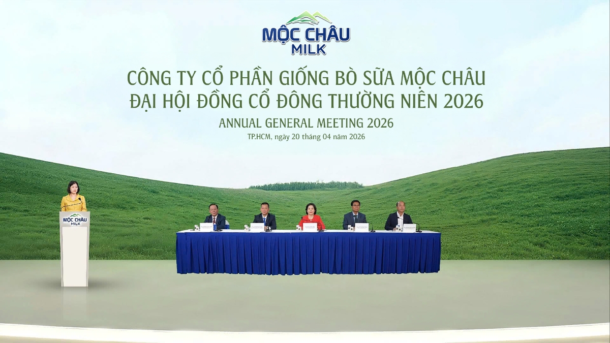 Đại hội đồng cổ đông thường niên năm 2026 của Mộc Châu Milk tổ chức vào
sáng ngày 20/4 tại TP HCM. Ảnh:&nbsp;Mộc Châu Milk.