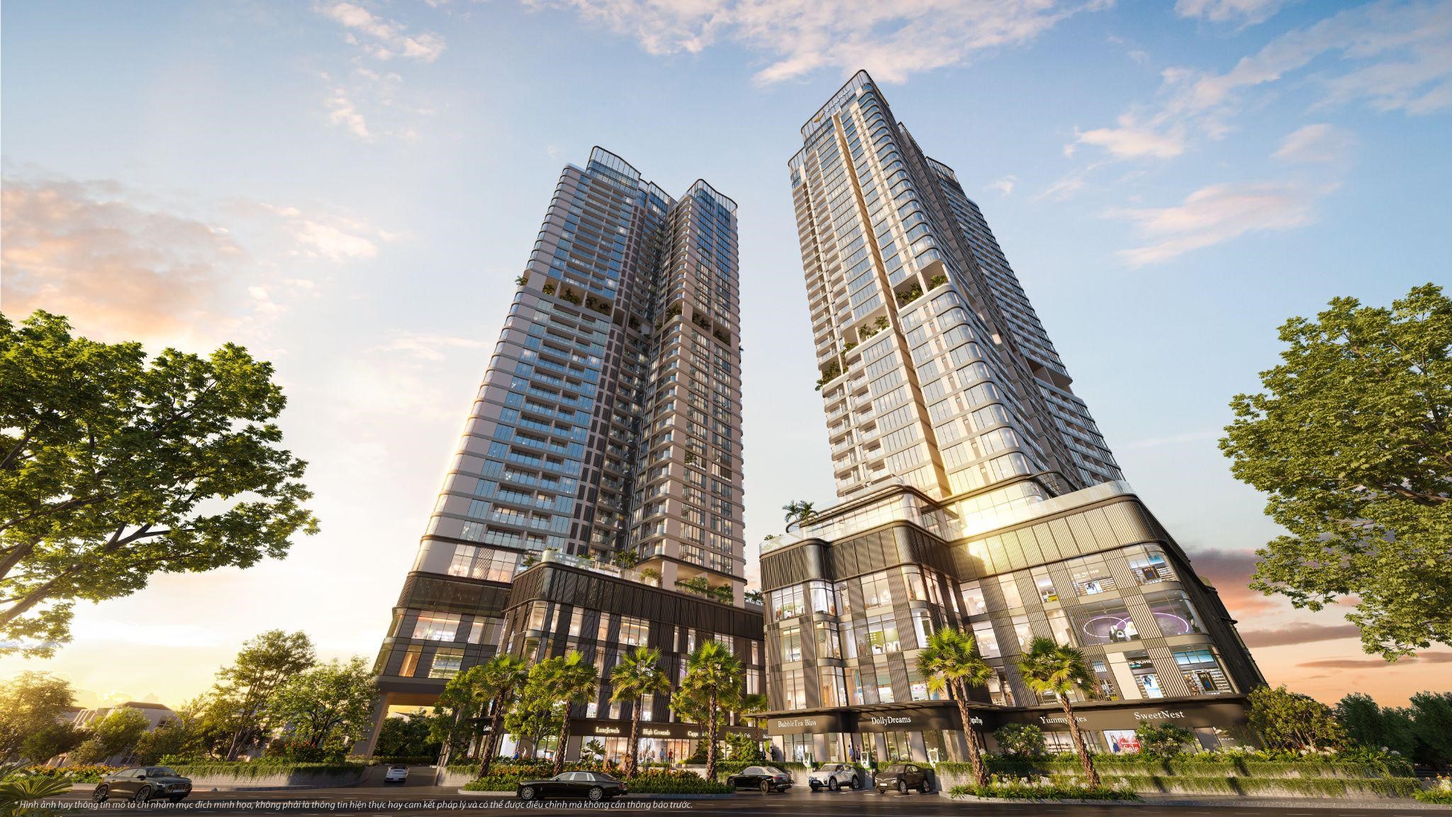 Tòa tháp đôi chung cư cao cấp Vlasta Premier - Phú Thuận. Ảnh phối cảnh dự án.