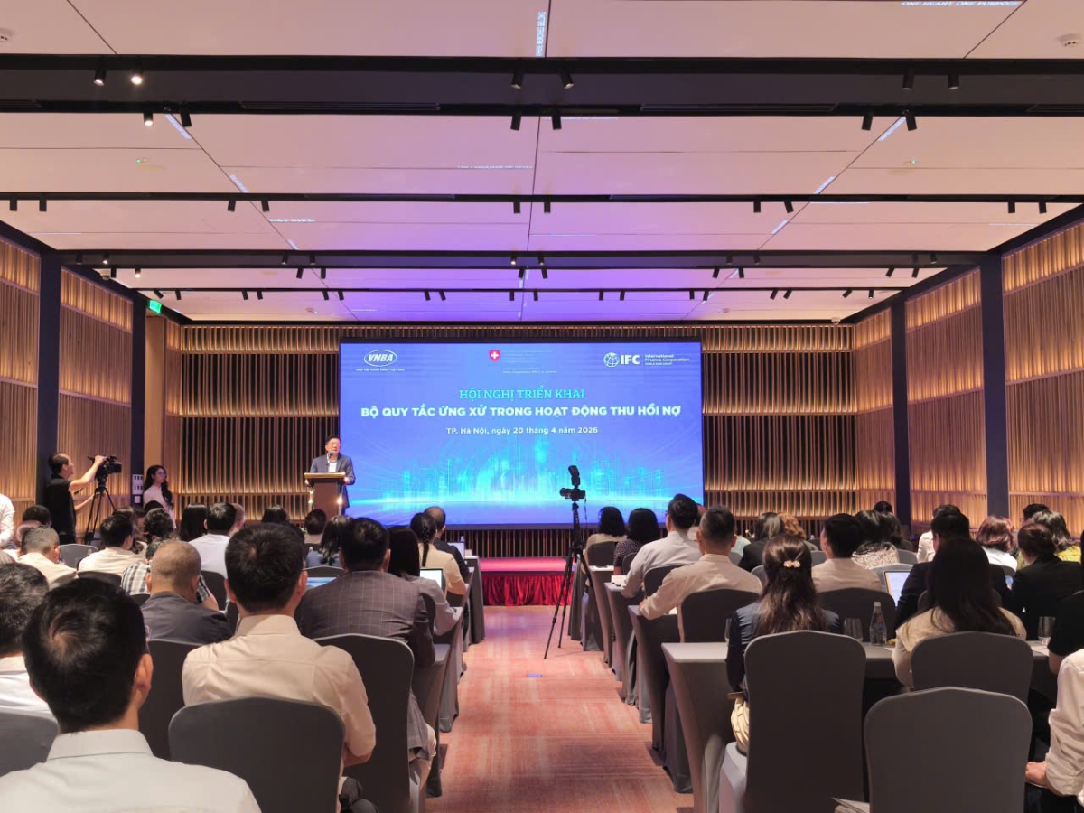 Toàn cảnh Hội nghị triển khai Bộ Quy tắc ứng xử tỏng hoạt động thu hồi nợ.