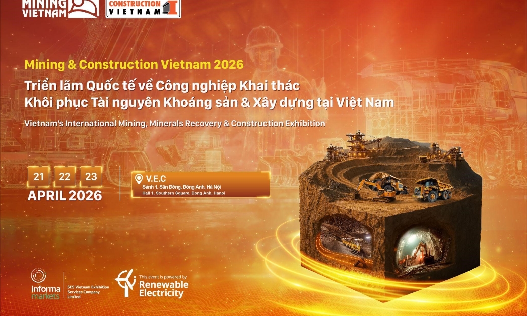 Triển lãm Mining & Construction Vietnam 2026 diễn ra từ ngày 21–23/4/2026.