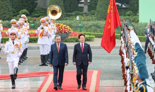 Tổng Bí thư, Chủ tịch nước Tô Lâm chủ trì Lễ đón chính thức Tổng thống Hàn Quốc