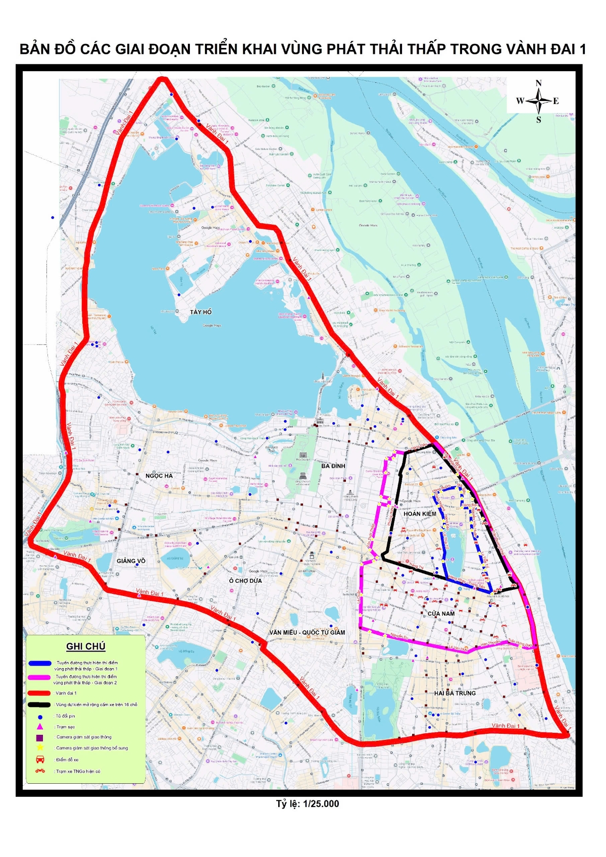 Bản đồ các giai đoạn triển khai vùng phát thải thấp trong vành đai 1