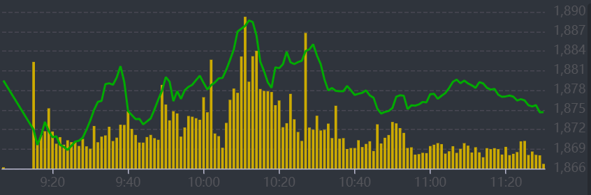 Diễn biến VN-Index sáng nay.
