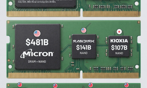 9 nhà sản xuất chip nhớ lớn nhất thế giới, Samsung và SK Hynix dẫn đầu