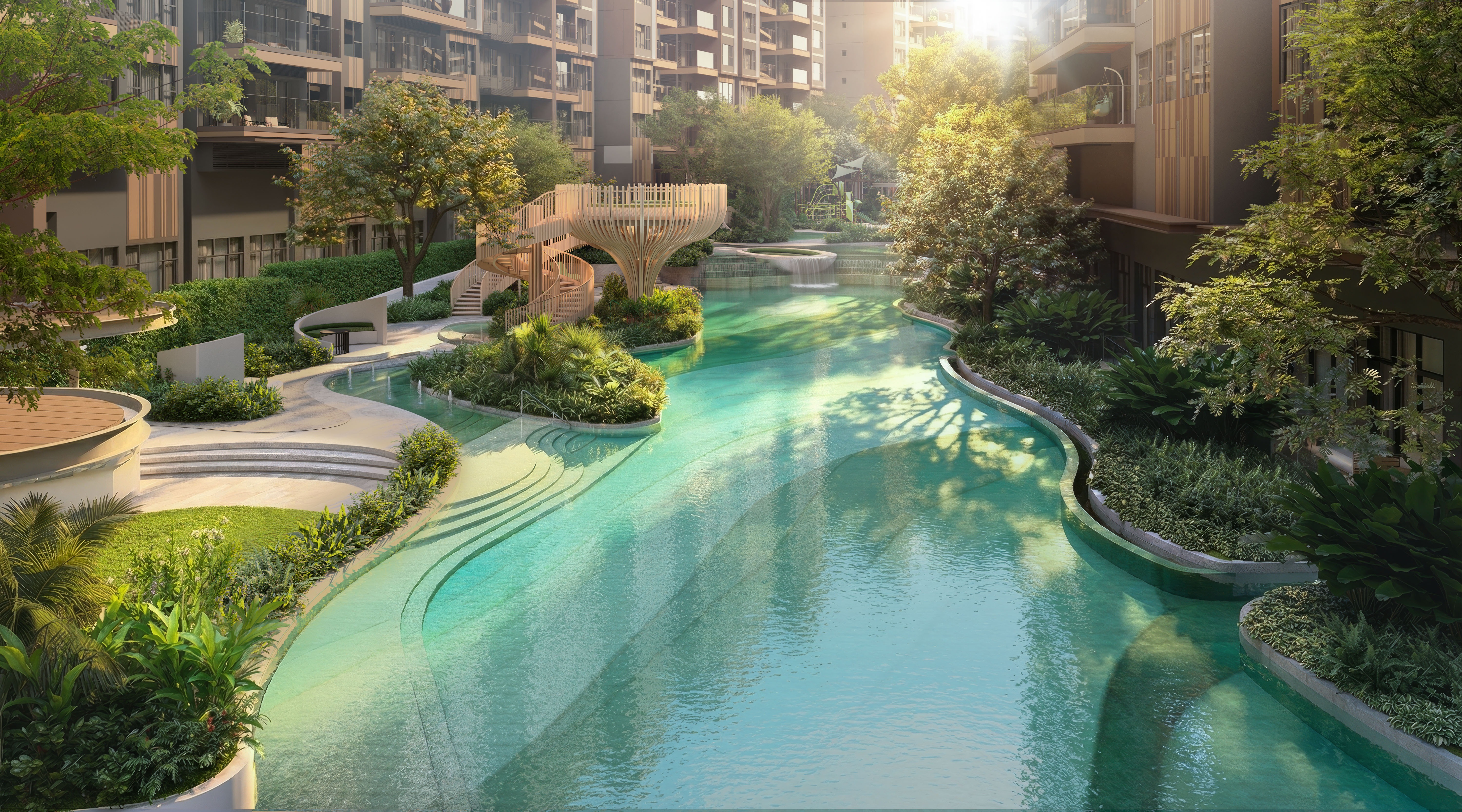 A serene green rhythm in the Maison living realm.