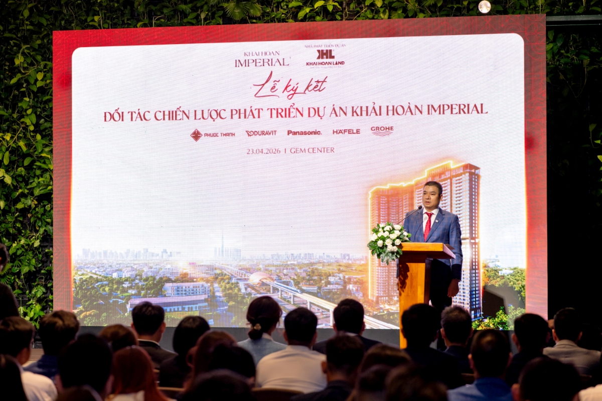Ông Trần Văn Đường – Phó Tổng Giám đốc Tập đoàn Khải Hoàn Land phát biểu tại sự kiện.&nbsp;Ảnh: Khải Hoàn Land.