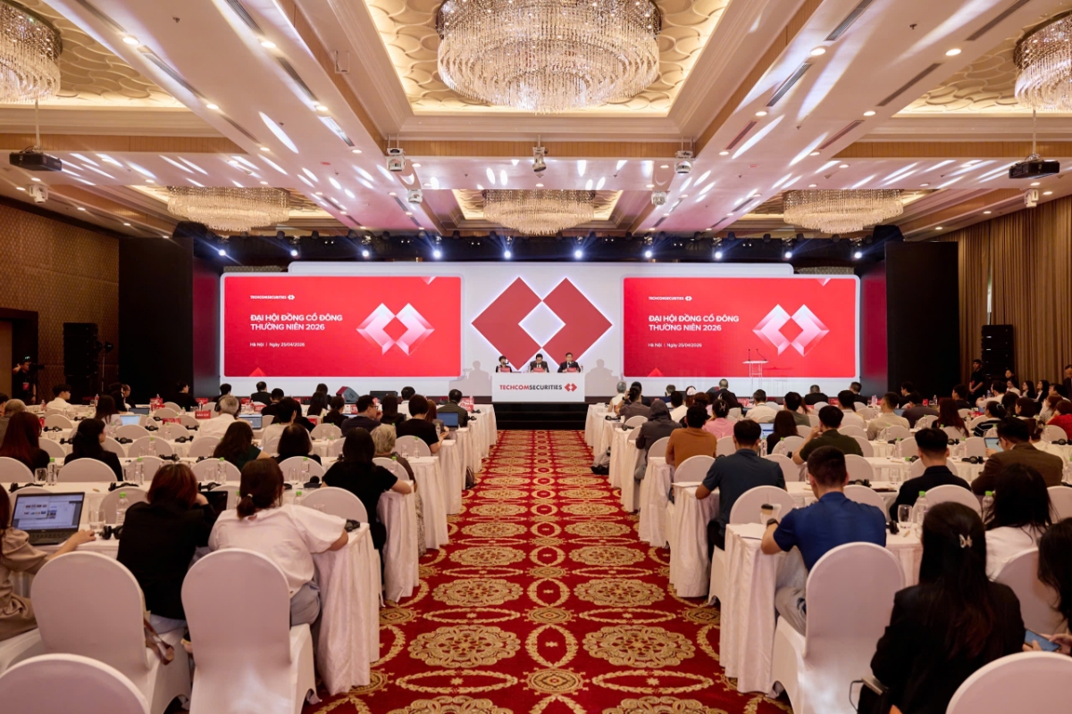 Công ty Cổ phần Chứng khoán Kỹ Thương (“TCBS” hoặc “Công ty”) đã tổ chức thành công Đại hội đồng cổ đông năm 2026 (ĐHĐCĐ) tại Trung tâm Hội nghị Quốc tế Almaz, Khu đô thị Vinhomes Riverside, phường Phúc Lợi, TP. Hà Nội. Ảnh: TCBS.