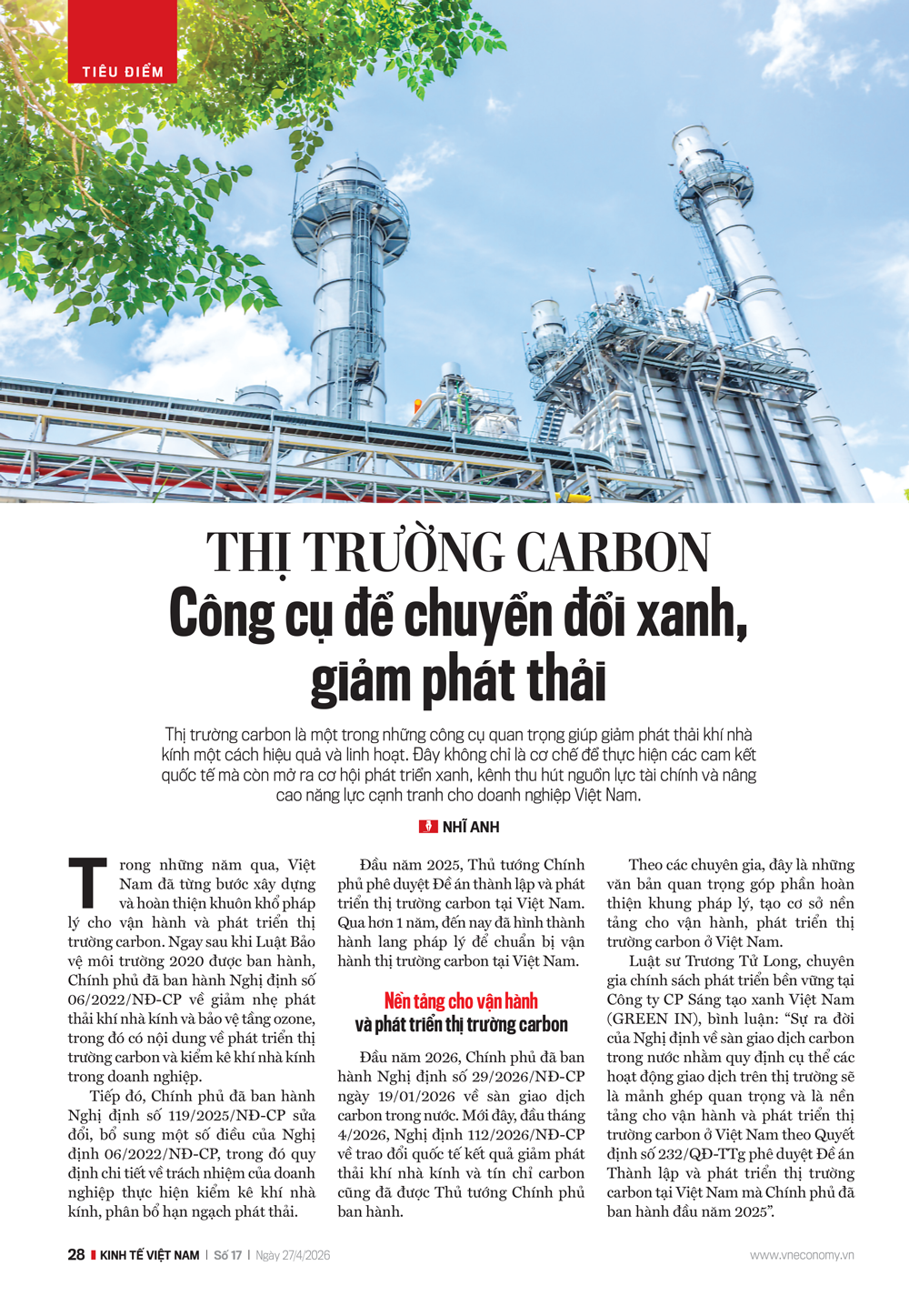 Thị trường carbon: Công cụ chuyển đổi xanh và giảm phát thải - Ảnh 1