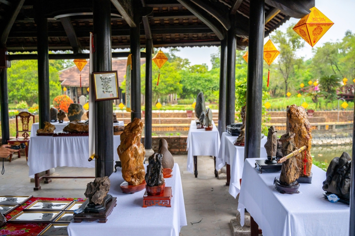 Khu trưng bày đá cảnh với nhiều hình dáng độc đáo.
