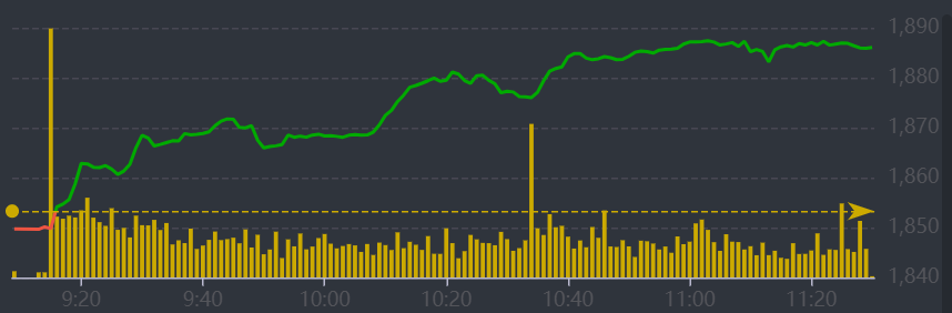 Diễn biến VN-Index sáng nay.