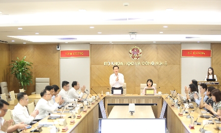 Toàn cảnh Họp báo thường kỳ tháng 4 của Bộ Khoa học và Công nghệ.