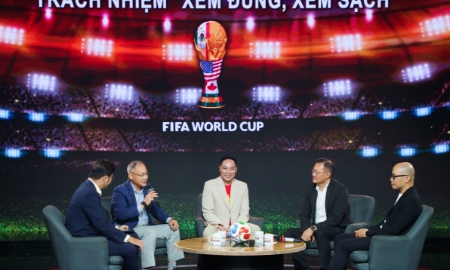 Các chuyên gia tại tọa đàm “Bản quyền World Cup: Trách nhiệm xem đúng, xem sạch” do VTV9 tổ chức, ngày 29/4.