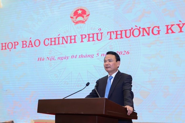 Bộ trưởng, Chủ nhiệm Văn phòng Chính phủ Đặng Xuân Phong chủ trì họp báo Chính phủ thường kỳ tháng 4/2026, buổi họp báo Chính phủ thường kỳ đầu tiên của Chính phủ nhiệm kỳ 2026-2031 - Ảnh: VGP