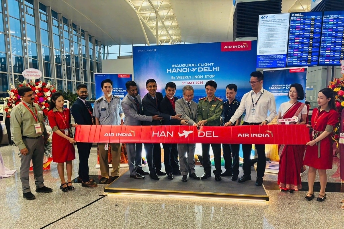 Từ ngày 1/5/2026, Air India chính thức khai thác đường bay thẳng giữa Hà Nội và Delhi với tần suất 5 chuyến mỗi tuần, mở thêm cầu nối hàng không quan trọng giữa Việt Nam và Ấn Độ. Ảnh: tapchihangkhong.vn