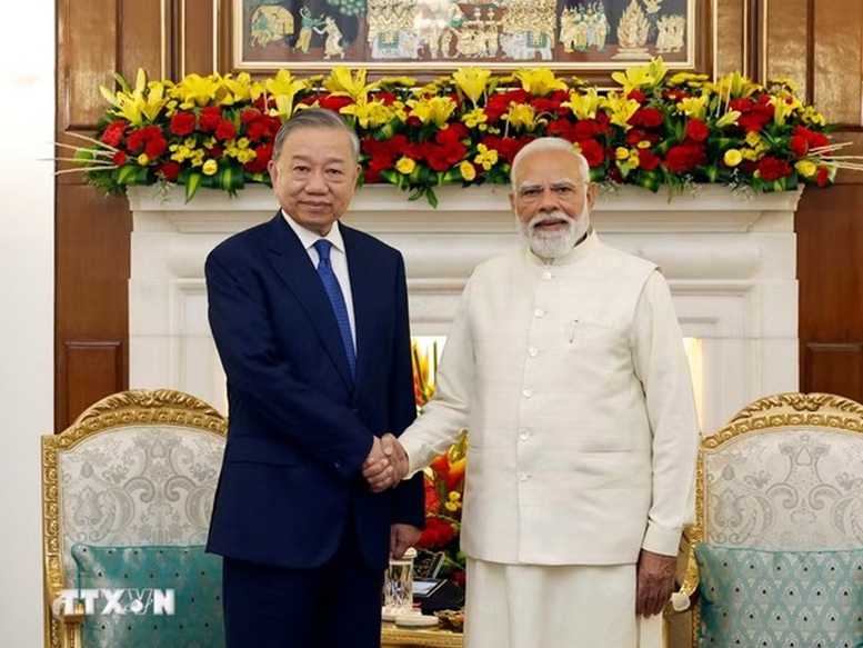 Tổng Bí thư, Chủ tịch nước Tô Lâm và Thủ tướng Ấn Độ Narendra Modi gặp hẹp, tại Phủ Thủ tướng ở thủ đô New Delhi, Ấn Độ, ngày 6/5/2026 - Ảnh: TTXVN