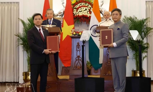 Vietnamese, Indian leaders witness exchange of various deals