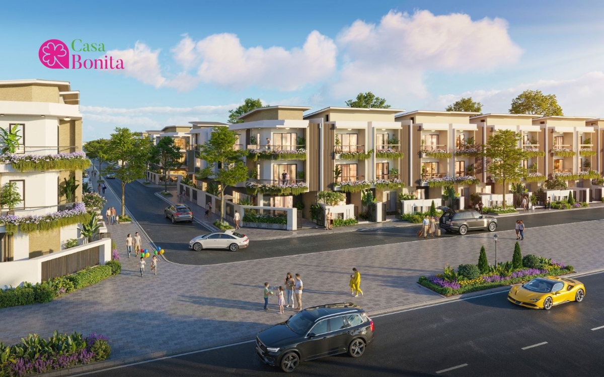 Casa Bonita tại VSIP Nghệ An với môi trường sống năng động, tiện nghi. Ảnh phối cảnh dự án.